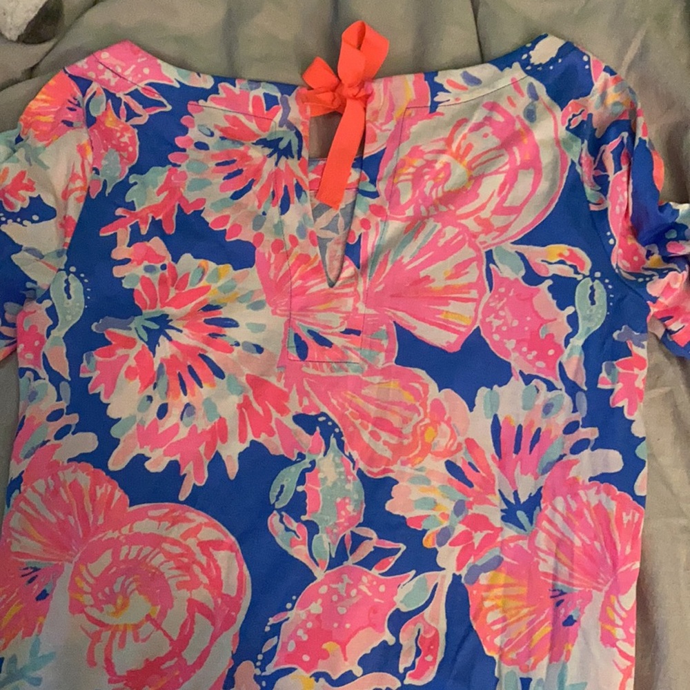 Lily Pulitzer Noelle Bennett Blue Bay Dreamin dress with cute tie back - Picture 8 of 13